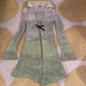 FREE PEOPLE multi color leather tie long sweater M